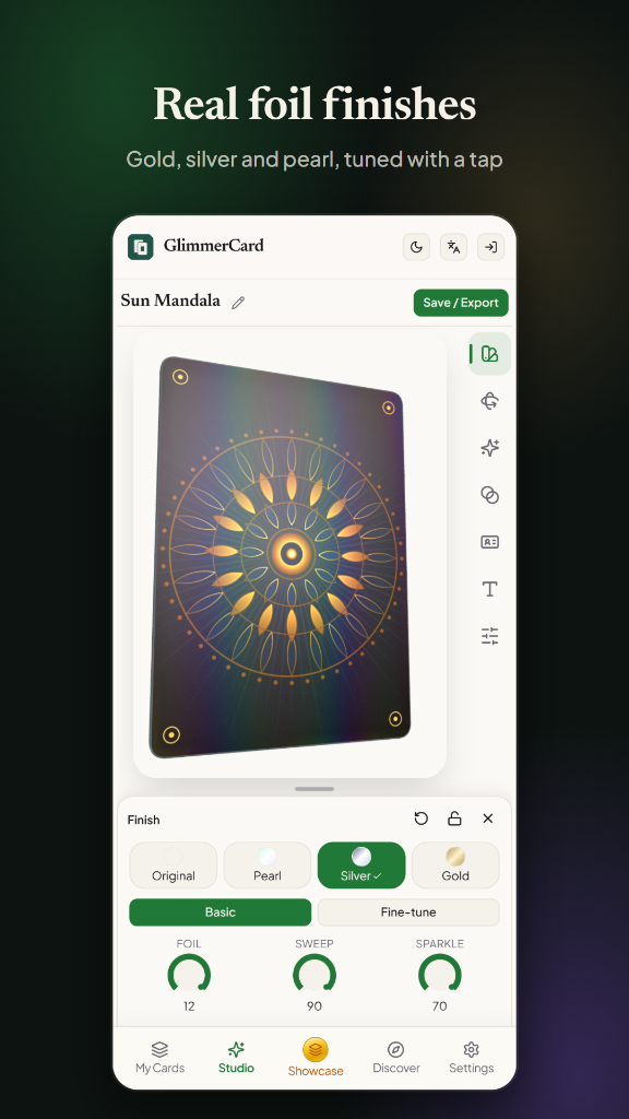 GlimmerCard Real Foil Finishes & Fine-Tuning